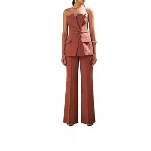 NEW SKUNK women's tailored two-piece ensemble set in brown